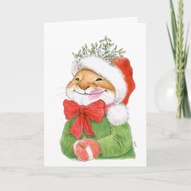 Carte de Noël de souris "Merry Kissmouse" (Devant)