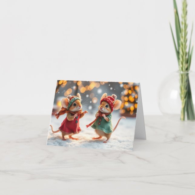Carte de Noël de souris mignonnes (Devant)