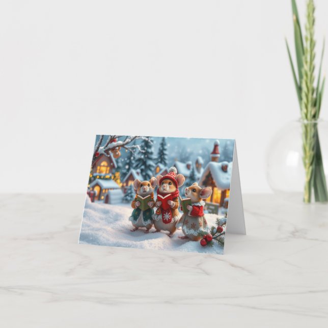 Carte de Noël de souris mignonnes (Devant)
