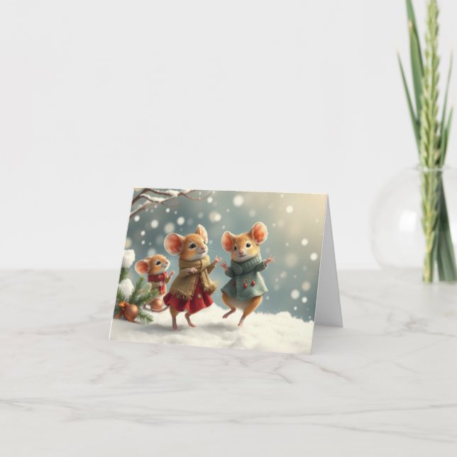 Carte de Noël de souris mignonnes (Devant)