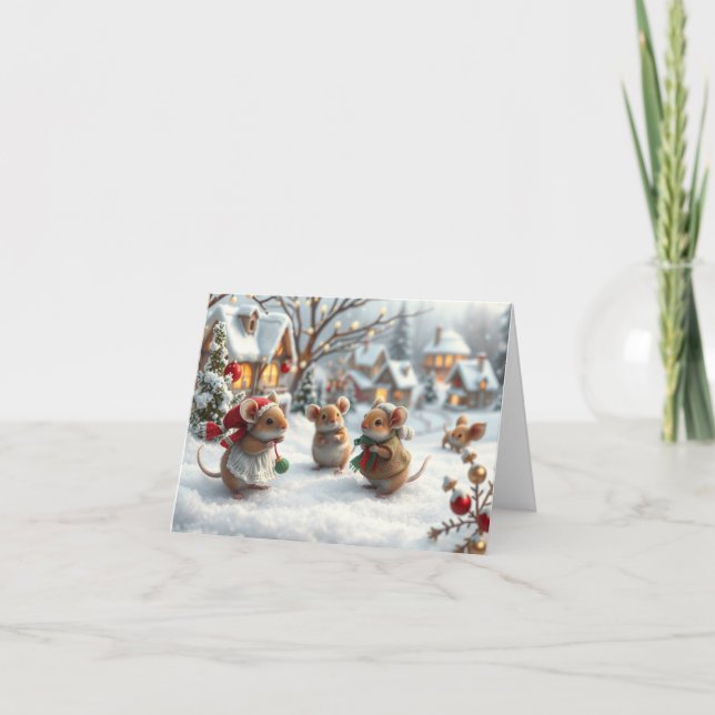Carte de Noël de souris mignonnes (Devant)