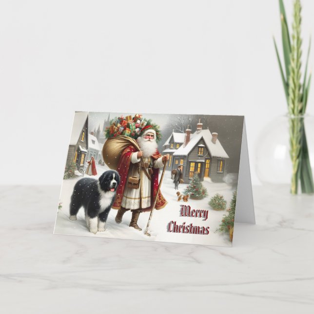 Carte de Noël de style antique pour chien de Terre (Devant)
