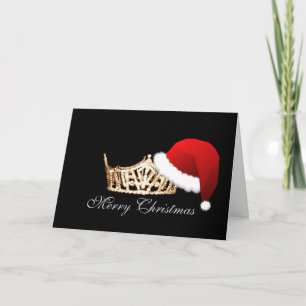 Carte de Noël de style de Miss America Santa Hat C