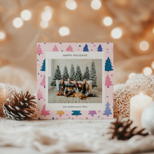 Carte de Noël de style dessin animé avec des arbre (Créateur téléchargé)