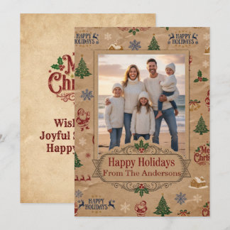 Carte de Noël de style Kraft papier de la mi-siècl