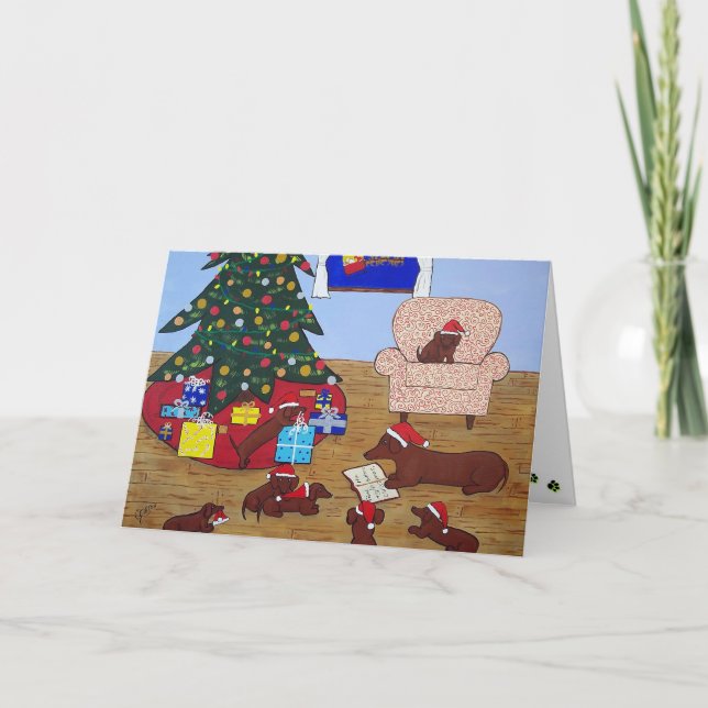 Carte de Noël de teckel (Devant)