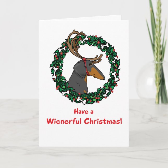 Carte de Noël de teckel de Weindeer (Devant)