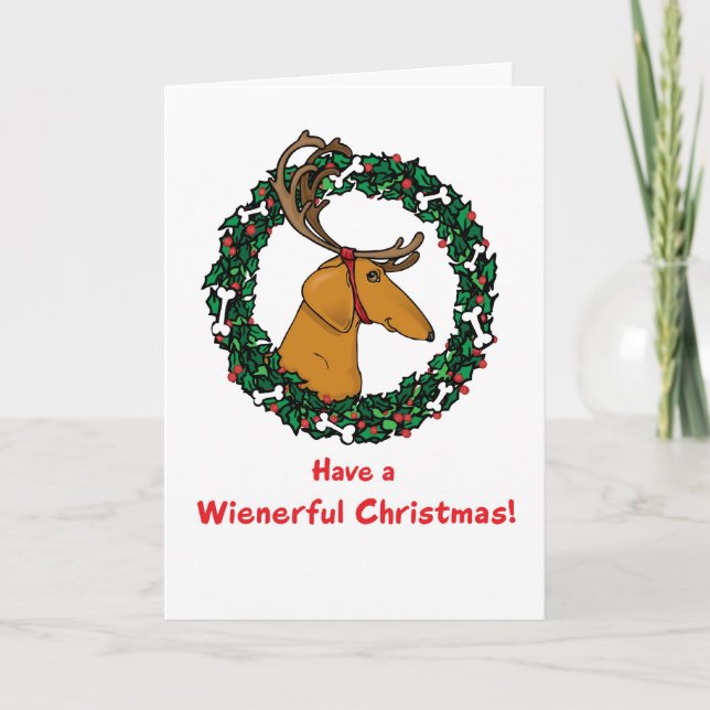 Carte de Noël de teckel de Weindeer (Devant)