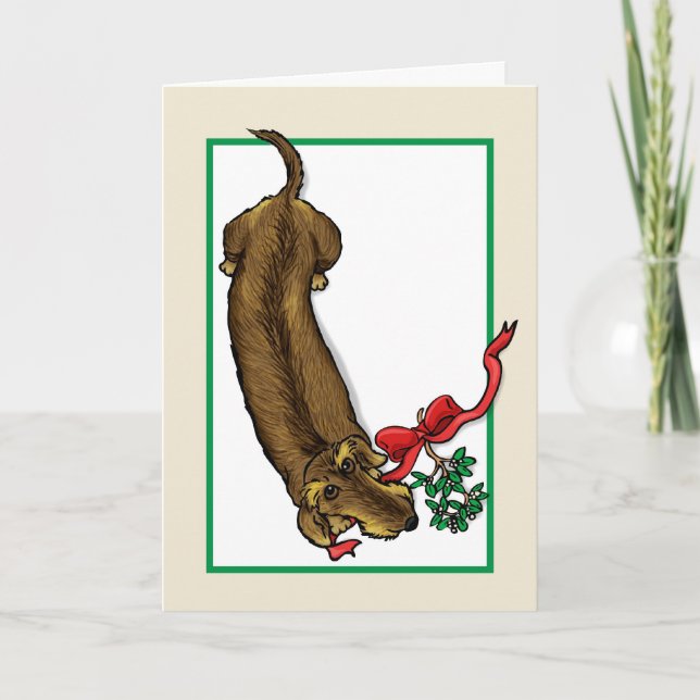 Carte de Noël de teckel de Wirehair (Devant)