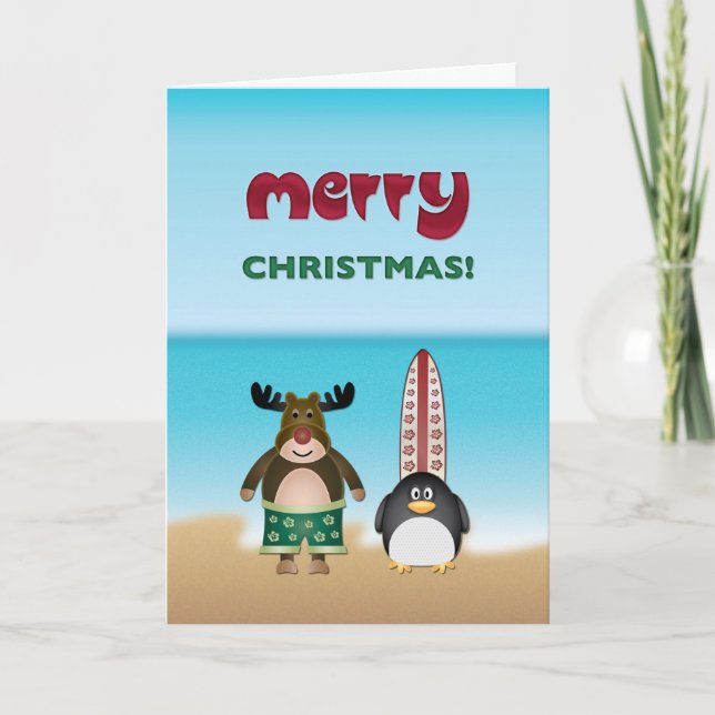 Carte de Noël de thème de plage (Devant)