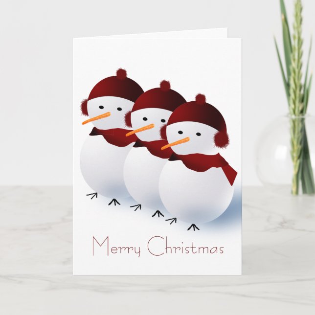 Carte de Noël de trois amis de neige (Devant)