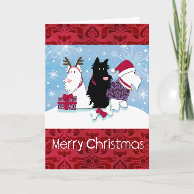 Carte de Noël de trois chiens de Scotty (Devant)