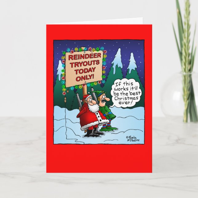Carte de Noël de Tryout de renne (Devant)