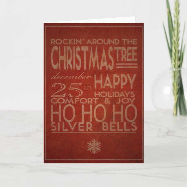 carte de Noël de typographie en rouge (Devant)