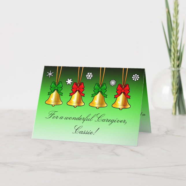 Carte de Noël de vacances avec cloches pour un aid (Devant)