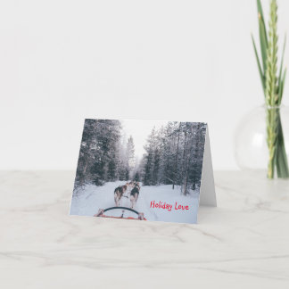 Carte de Noël de vacances d'amour de traîneau à ch