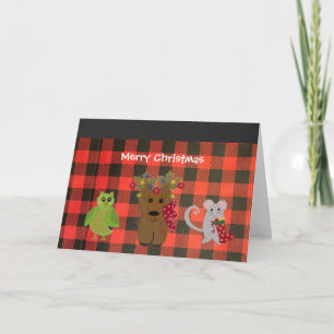 Carte de Noël de vacances de dessin animé d'amis d