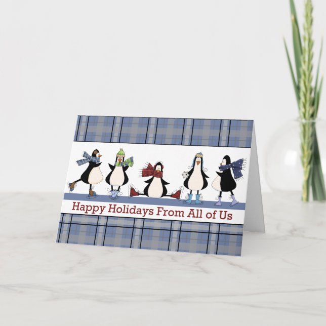 Carte de Noël de vacances de groupe de patinage de (Devant)