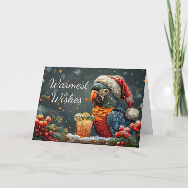 Carte de Noël de vacances de Noël de Parrot tropic (Devant)