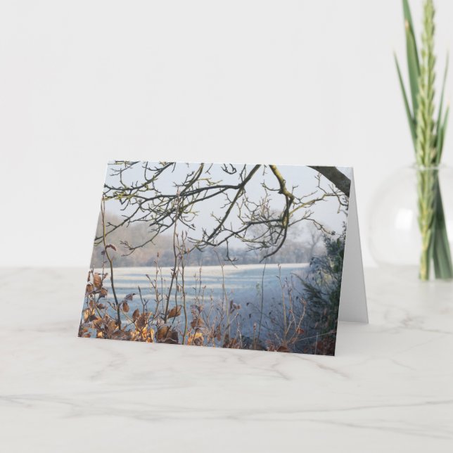 Carte de Noël de vacances - scène givrée d'hiver (Devant)