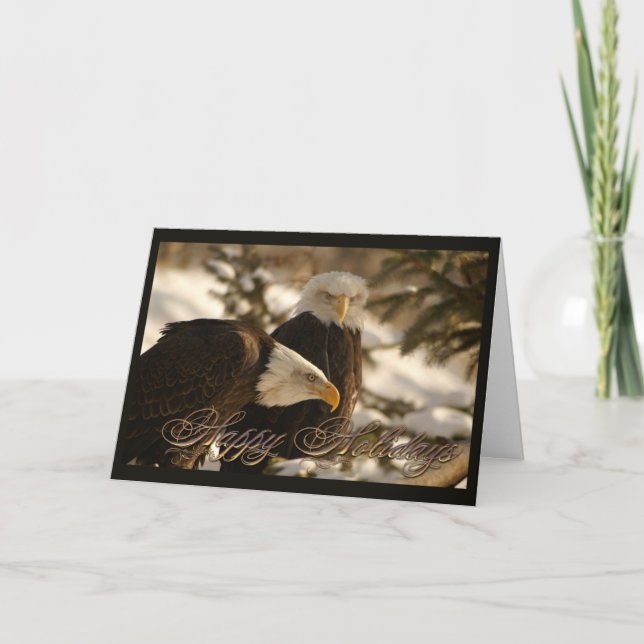 Carte de Noël d'Eagles chauve d'hiver (Devant)