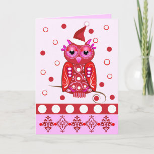 Carte de Noël décorative mignonne avec Chouette de