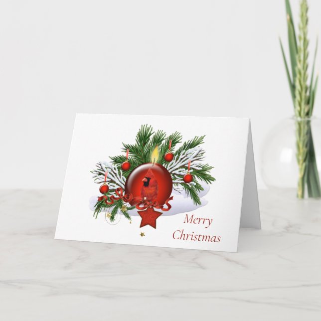 Carte de Noël d'entreprise avec bougie et ornement (Devant)