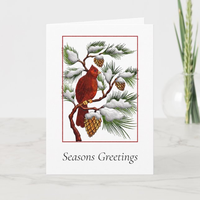 Carte de Noël d'entreprise avec Cardinal Rouge (Devant)