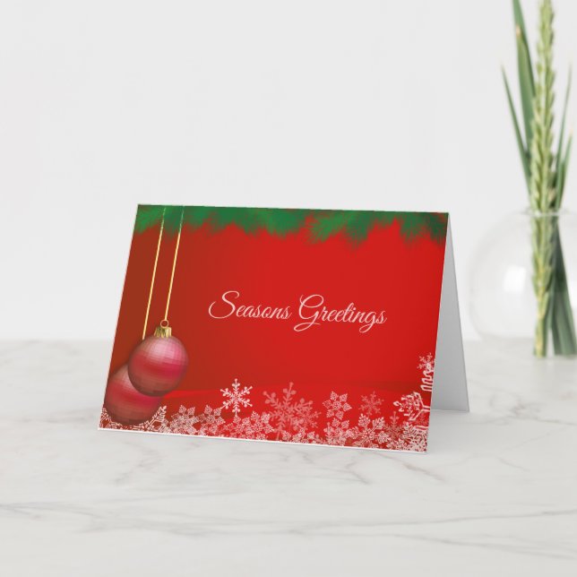 Carte de Noël d'entreprise avec ornements et vers. (Devant)