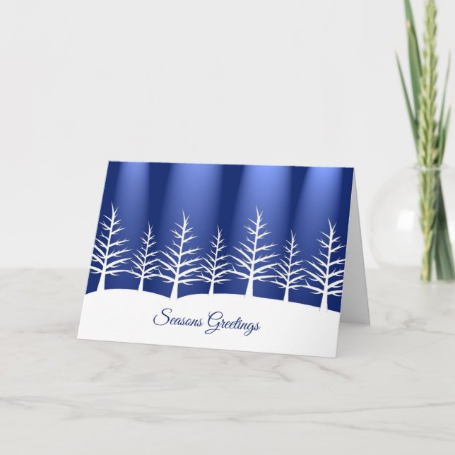 Carte de Noël d'entreprise avec scène d'hiver bleu (Devant)