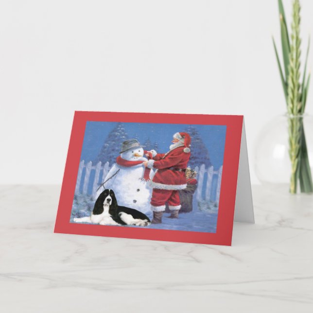 Carte de Noël d'épagneul de springer anglais Père (Devant)