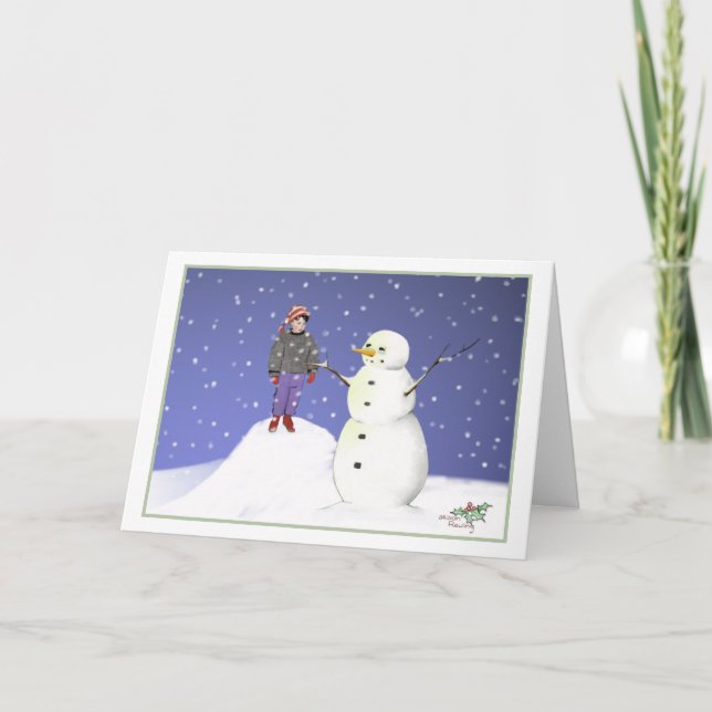 Carte de Noël des amis de la neige (Garçon avec Sn (Devant)