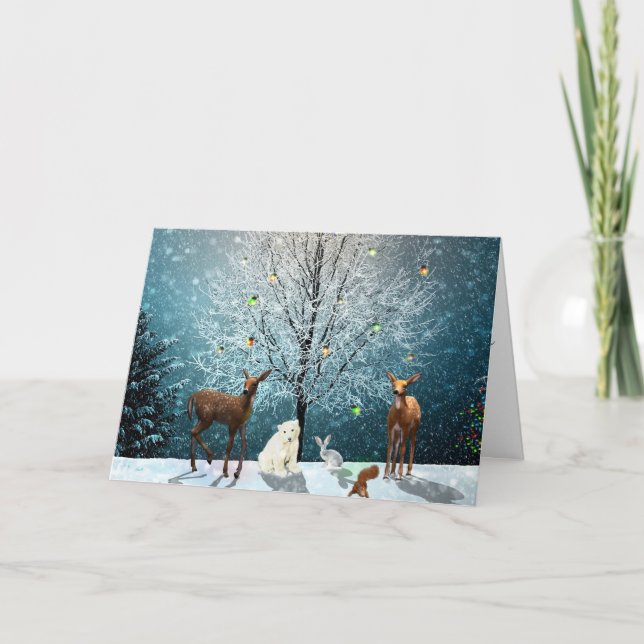 Carte de Noël des animaux de bois (Devant)