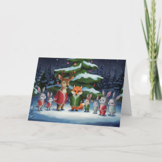 Carte de Noël des animaux de la forêt mignonne - F