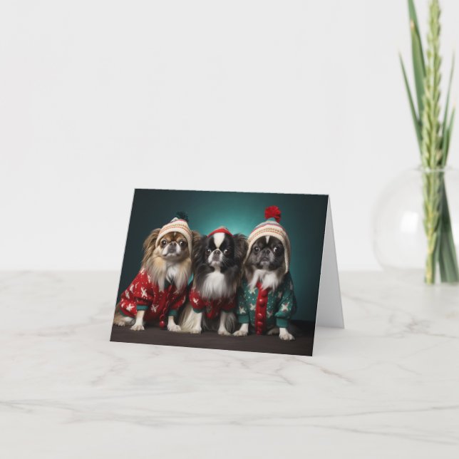 Carte de Noël des Chiens de Chien Japonais (Devant)
