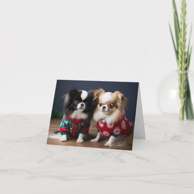 Carte de Noël des Chiens de Chien Japonais (Devant)