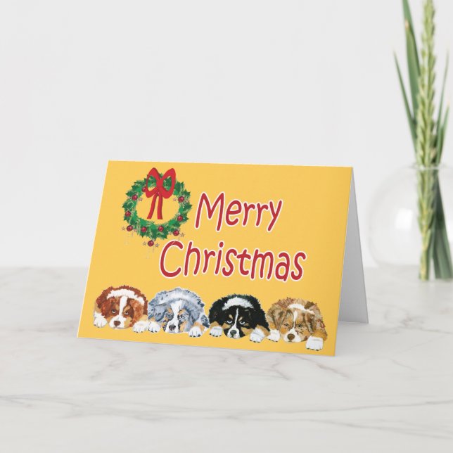Carte de Noël des chiots australiens (Devant)