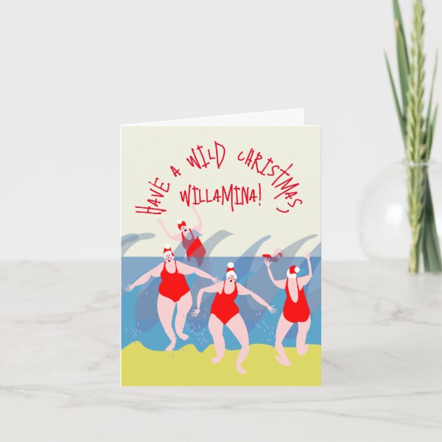 Carte de Noël des femmes de natation sauvage (Devant)