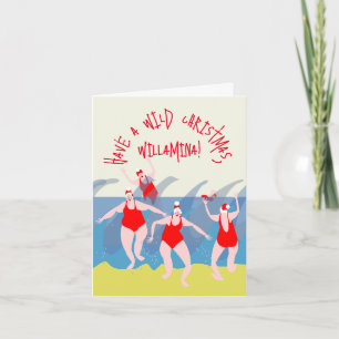 Carte de Noël des femmes de natation sauvage