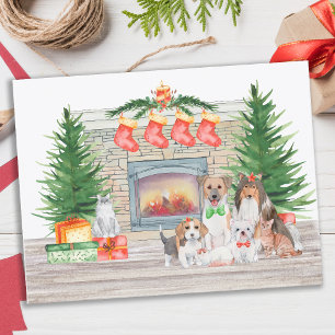 Carte de Noël des heureux Amoureux de les chiens b