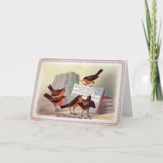Carte de Noël des oiseaux chanteurs victoriens (Devant)