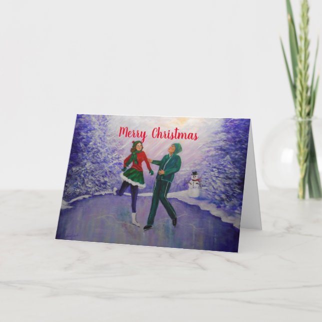 Carte de Noël des patineurs de glace (Devant)