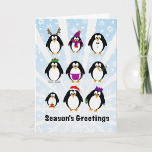 Carte de Noël des pingouins