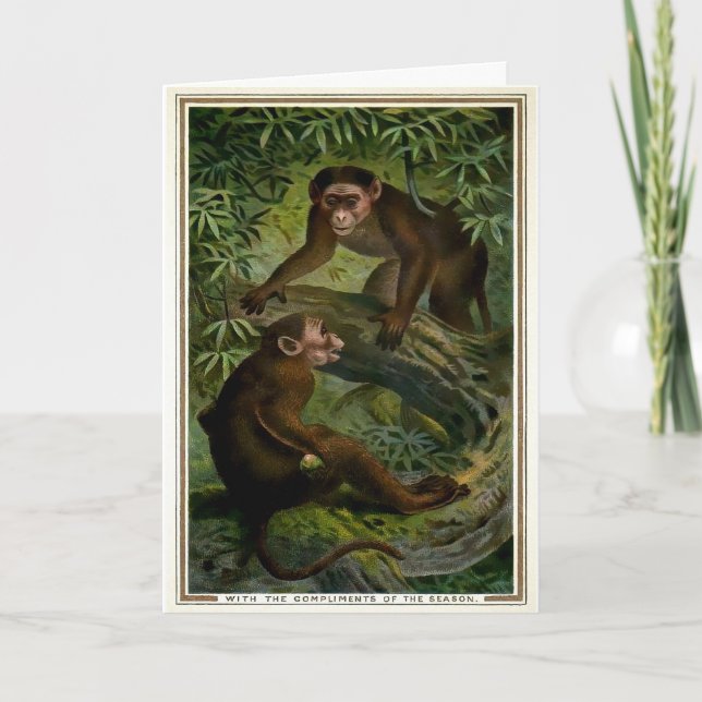 Carte de Noël des singes victoriens (Devant)