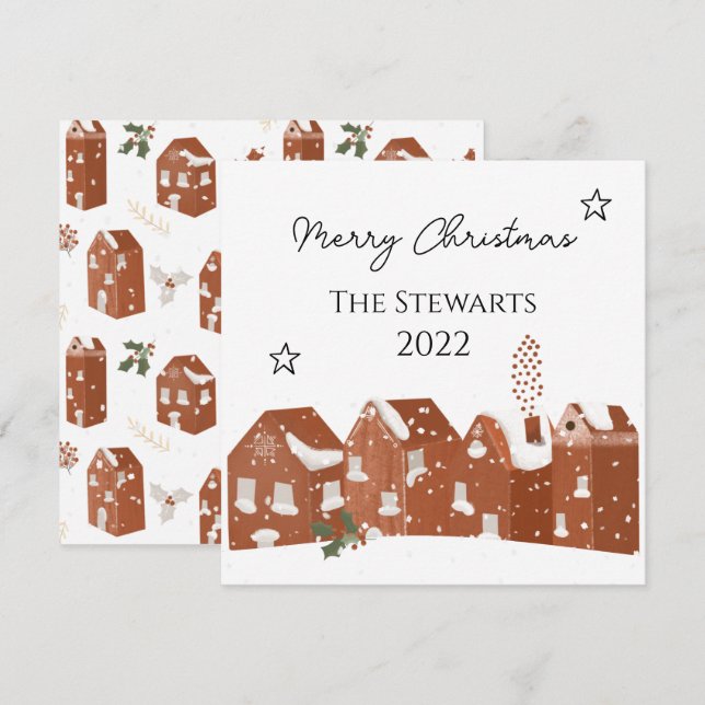 Carte de Noël design de style nordique personnalis (Devant / Derrière)