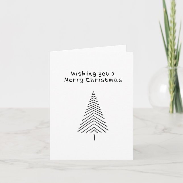 Carte de Noël Dessinée à la main Arbre de Noël (Devant)