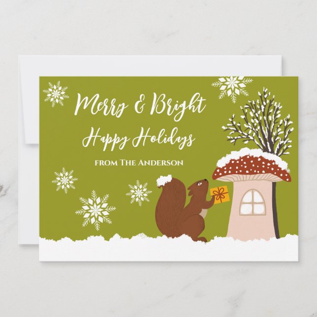 Carte de Noël d'hiver cadeau écureuil duveteux (Devant)