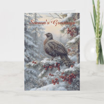 Carte de Noël Dinde Sauvage dans la Neige