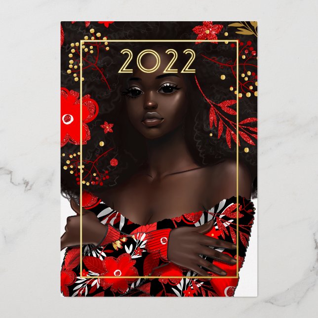 Carte de Noël dorée pour les fêtes de fin d'année (Recto)