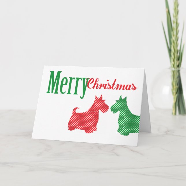 Carte de Noël Double Scottish Terrier (Devant)